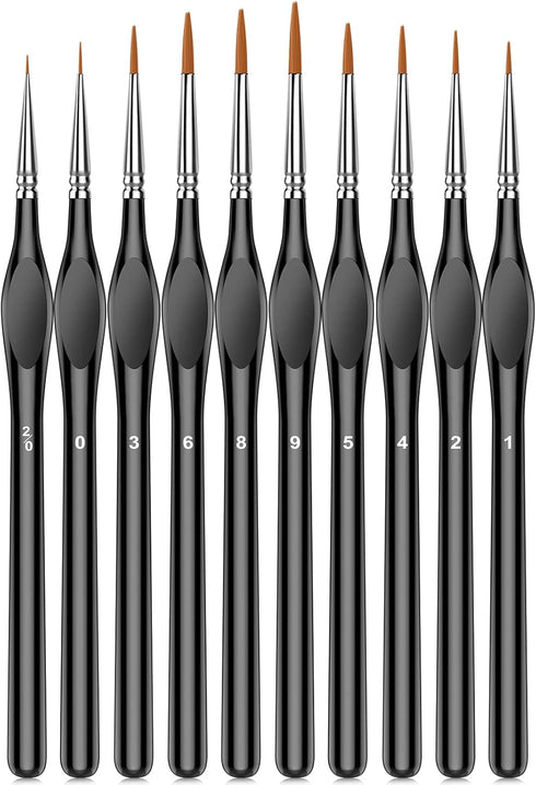 10Pcs Micro Paint Brushes Set with Triangular Handles - For Acrylic, Watercolor, Crafts, Models...