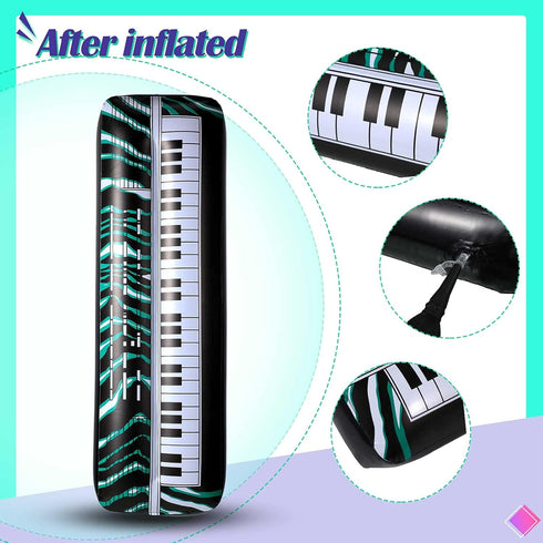 Inflatable Rock Star Toy Set 80s 90s Party Decorations Blow up Party Props Musical Instrument Include Inflatable Backdrop Banner, Microphone, Guit...