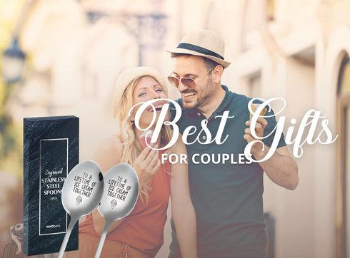 Engraved Ice Cream Spoons, Gifts for Couple, 2 Pcs Stainless Steel Coffee Spoon, To a Lifetime of Ice Cream Together...