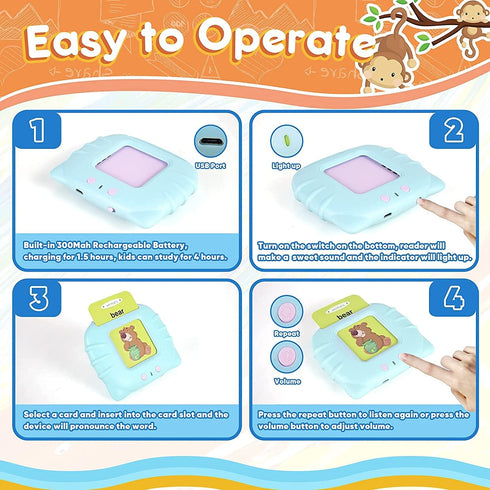 Toddler Flash Cards Educational Toys,WONFAST 56PCS Audible Sight Words Flashcards Preschool Language Learning Early Machine Electronic Interactive...