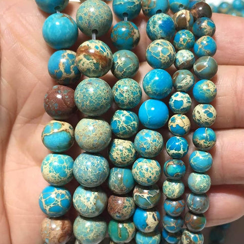 4/6/8/10mm Blue Imperial Jasper Gemstone Loose Beads Round Beads 15.5" Per Strand...