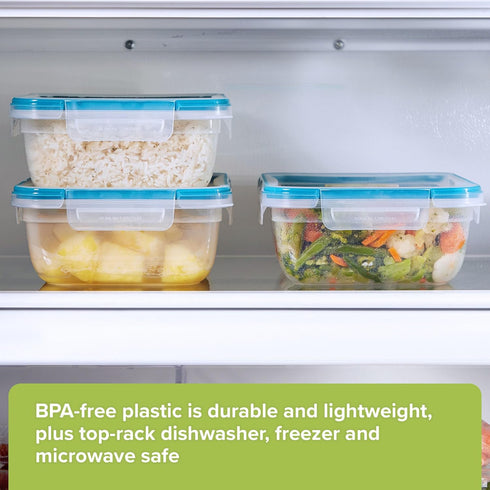 Snapware Total Solution 3-Pack (8.5-Cup) Plastic Food Storage Containers Set, Leakproof & Airtight Locking Lids Rectangular Tupperware, Non-Toxic ...