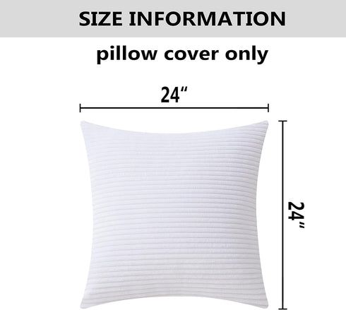 Home Brilliant Euro Sham 24x24 Spring Pillow Cover Striped Corduroy Textured Velvet European Throw Pillowcase for Couch Sofa, 24 x 24 inch (60cm),...