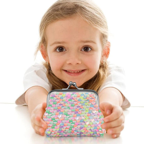 2 Pack Coin Purse for Women Sequin Small Coin Purse with Kiss-Lock Closure Colorful Glitter Reversible Sequin Change Purse Wallet for Women Girls ...