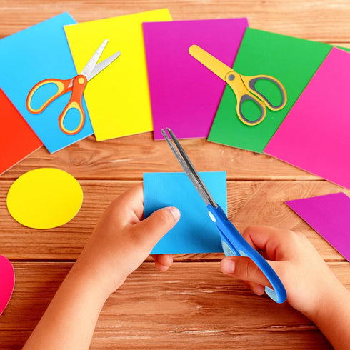 6 Inch Left/Right Handed Kids Scissors, Safety Blunt Tip Toddler Scissors Stainless Steel Blade Scissors with Cover for Children Teacher School Cr...