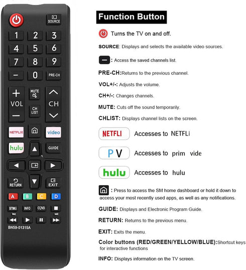 Universal Remote Control for All Samsung TV Remote Compatible All Samsung LCD LED HDTV 3D Smart TVs Models...