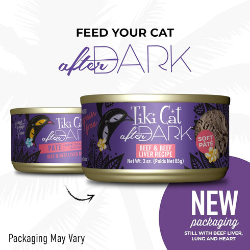 Tiki Cat After Dark Pâté, Beef & Beef Liver, High-Protein and 100% Non-GMO Ingredients, Wet Cat Food for Adult Cats, 3 oz. Cans (Pack of 12)...
