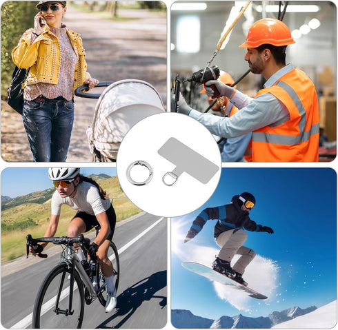 2 Pcs Phone Lanyard Tab Cell Phone Lanyard Tab with 2 Metal Spring Rings Phone Tether Patch Universal Phone Tether Tab Pad Connector without Adhes...