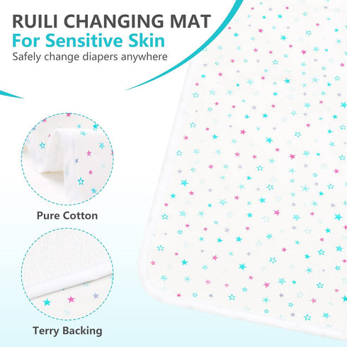 RUILI Waterproof Diaper Changing Pad for Baby, Soft Cotton Reusable Changing Pad Liner, Portable Absorbent Change Mat for Girls Boys Women (1 Pack...