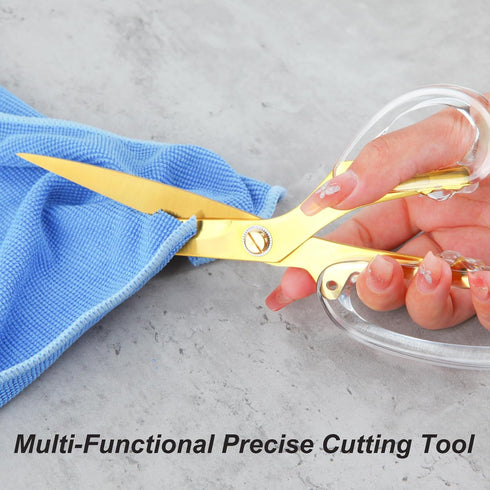 Large Gold Scissors, 9 inch Heavy Duty Stainless Steel All Purpose Scissors, Acrylic Handle, for Home and Office Use, Sewing Dressmaker Fabric She...