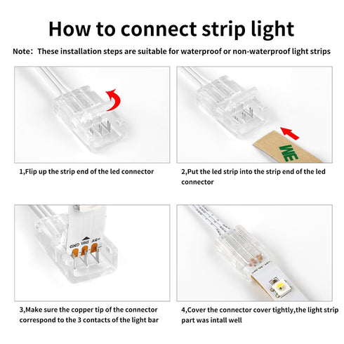 RGBZONE 10Pcs ???????? ?????? ?????? ?????????? ???? ???????? ???????????????????? and 32.8ft 3Pin LED Extension Wire for 8mm Wide IP20/IP65 WS281...