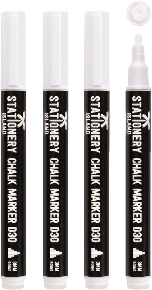 Stationery Island Liquid Chalk Pens White Markers for Blackboards Dry Erase Chalk Marker Pens Wipeable for Chalkboard, Window, Glass, Signs and Mi...