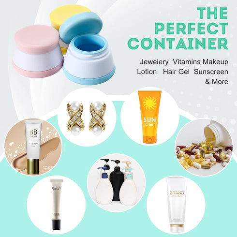 BBTO 18 Pack Silicone Travel Containers for Toiletries 10ml 20ml Leakproof Cream Jars with Lids 4 Mini Spatula Labels Toiletry Bag for Cosmetic Fa...