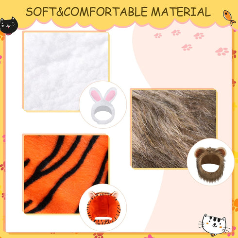 5 Pcs Cat Hat Adorable Costume Bunny Hat with Ears Funny Mane Cat Hat for Cats and Small Dogs Kitten Puppy Party Costume Accessory Headwear (Rabbi...