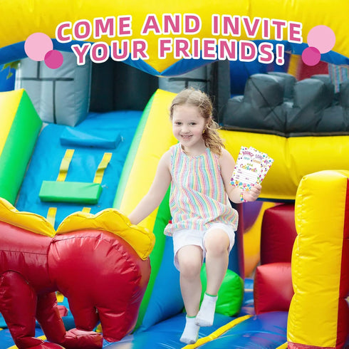 Zonon 30 Pieces Birthday Invitations for Girls Bounce House or Jumping Party Invitation Cards Kids Bounce House Trampoline Celebration Party Suppl...