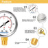 Lead-Free Water Pressure Gauge Liquid Filled 60 Psi 2" Dial, Stainless Steel Case, 1/4" NPT Lower Mount, Water Pressure Gauge for Home...