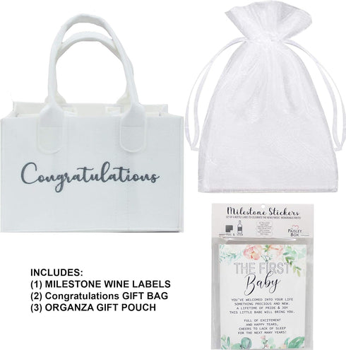 Milestone Wine Labels and Gift Bag: 6 Bottle Congratulations Wedding Wine Crate with Wedding Milestone Stickers (Wine Labels and Case)...