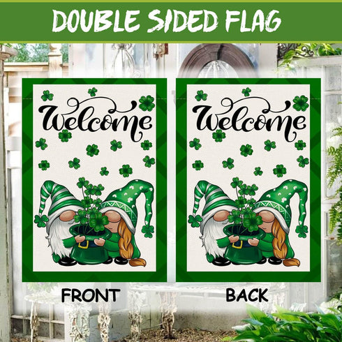 ST PATRICKS DAY Garden Flag 12x18 Inches,Gnome Garden Flag with Clover Design, Weather-Resistant, Double-Sided, Rust-Free, Hardware Not Included, ...
