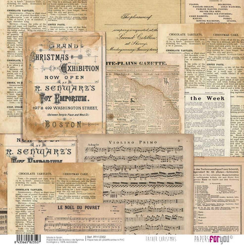Papers For You - Scrapbooking and Craft Fabric Paper Kit | "Father Christmas" Collection | Includes 8 Single Sided Papers with Different Designs |...