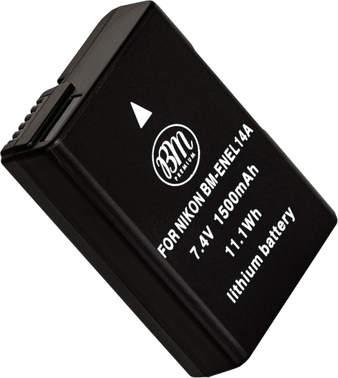 BM Premium EN-EL14A Battery for Nikon D3100, D3200, D3300, D3400, D3500, D5100, D5200, D5300, D5500, D5600, DF, Coolpix P7000, P7100, P7700 Digita...