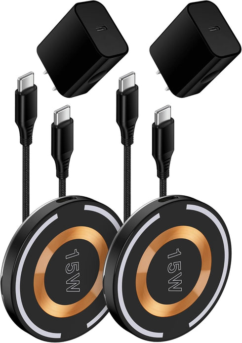 2Pack AILKIN QI Magsafe Wireless Phone Charger for Samsung Galaxy S24 S23 S22 S21 S20 Ultra Plus, Magnetic Fast Wireless Charging Pad for Google P...