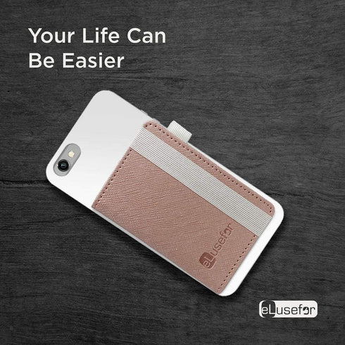Stick-On Phone Wallet for Back of iPhone or Android Case | 6 Sleeve Credit Card Holder - Pocket for Cards, Money & ID - Built-in Stand - Waterproo...
