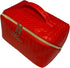 Travel Makeup Bag Water-resistant Large Capacity Red Cosmetic Bag With Elegant Woven Pattern Double-Sided Zipper And Smart Interior Organization F...