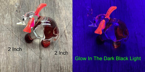 Garden Deco Glow in The Dark Brown Elephant Hand Blown Art Glass Figurine Ornament Sculpture...