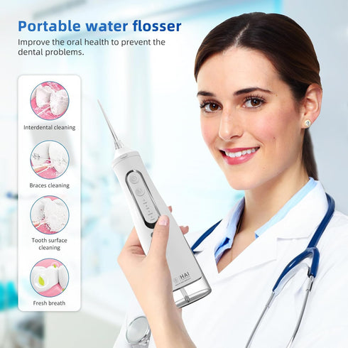 HAI Water Flossers for Adults - Dental Floss with 310ML Tank & 4 Jet Tips - Rechargeable, Waterproof, Portable Water Flossers for Teeth, Braces, B...