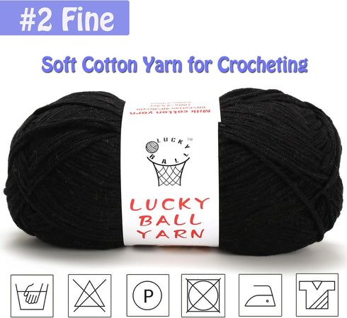 Milk Cotton Yarn,100g Yarn for Crochet,Amigurumi Yarn,Crochet Yarn for Crocheting,Cotton Yarn,Soft Yarn for Sweater,Hat,Socks,Baby Blankets(Black)...