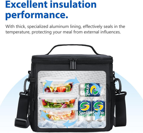 Gloppie Lunch Box for Men Women Insulated Lunch Bag Reusable Lunch Cooler Bag, Black...