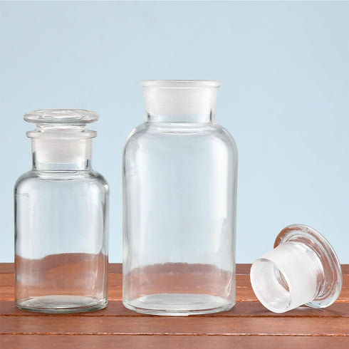 2 Packs 250ml Glass Reagent Bottle,Lab Wide Mouth Reagent Bottle, Glass Bottle With Glass Ground Stopper (Clear)...