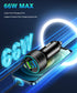 66W USB C Car Charger 4 Port Car Charger Adapter with 30W PD, 3.1A Aluminium Alloy Car Cigarette Lighter USB Charger with LED Voltmeter Compatible...
