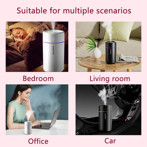 Portable Mini Humidifier, Colorful, Cool Mist, USB Powered. Perfect for Bedroom, Office & Car (White)...