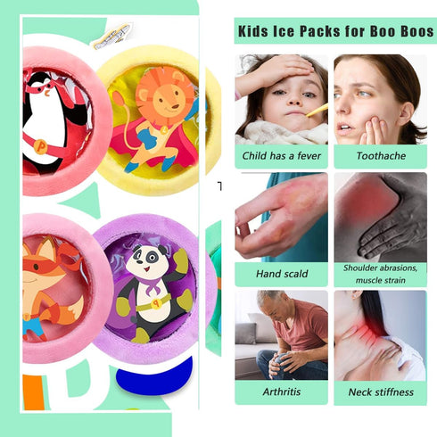 Kids Ice Pack, Hot or Cold Pack Gel Cooling Pad, Reusable for Injuries Medical Health,Swelling and Pain Relief, Tired Eyes, Child Injury, Headache...