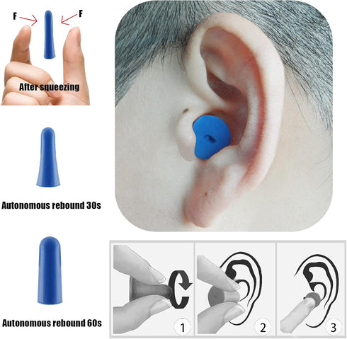 16PCS Reusable Soft Foam Ear Plugs,Noise Cancelling Earplugs with Portable PVC Case, Highest NRR 33dB Soft Form Earplugs for Snoring, Travel, Work...