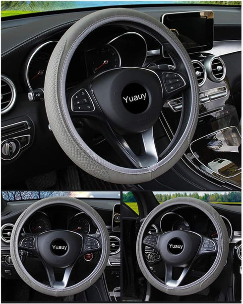 Steering Wheel Cover Leather 37-38cm /14.5-15inch Anti-Slip Universal Car Steering Wheel Cover Faux Leather for Car Accessories Auto Car Without I...