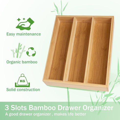 Silverware Organizer Bamboo Kitchen Drawer Organizer Kitchen Utensil Organizer, Flatware Organizer Tray for Kitchen, Flatware, Utensils...