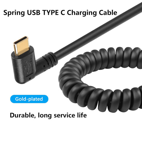 SinLoon 90 Degree USB Type C Spring Cable 5Gbps Retractable USB3.0 to USB C Charging Cable and Data Transfer for Phone, Tablet, Other USB C Device...