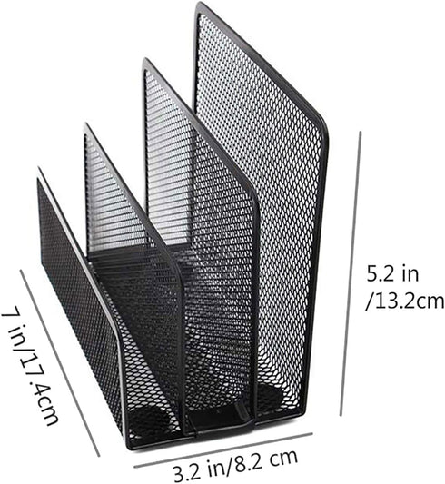 VANRA Small Letter Sorter Desktop File Holder Organizer Metal Mesh with 3 Vertical Upright Compartments (Black)...