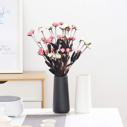 VanEnjoy 7" Desktop Minimalist Black Ceramic Vases Home Office Decoration Frosting Finish Vase (Medium Plain)...