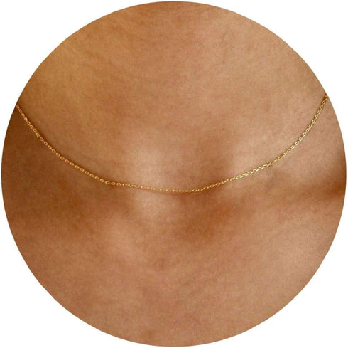 Dainty Thin Chain Choker Necklace for Women 14k Plated Gold Minimalist Short Chain Necklaces Jewelry Gift...