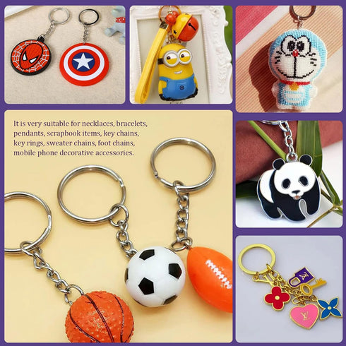 Swpeet 60Pcs Round and Heart Shape 4 Colors Key Rings O Rings with Metal Swivel Lobster Claw Clasp Keychain Assortment Kit, Flat Keychain Rings Me...