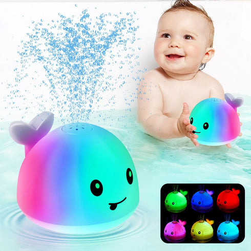 2024 Upgraded Baby Bath Toys, Rechargeable Light Up Bath Toys for Kids 1-3 Babies 6-12 12-18 Months, Whale Sprinkler Spray Fountain Water Pool Bat...