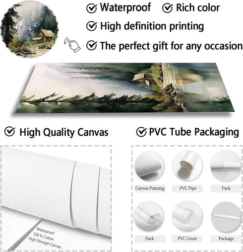 Natural Scenery Wall Art Tree Landscape Painting River Nature Picture Modern Scenery Painting Decor Landscape Canvas Wall Art Natural Mountain Pic...