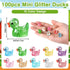 Luminous Glitter Tiny Ducks 100pcs Mini Little Resin Ducks Figures Glow in The Dark Ducks Animal to Hide Small Ducks Bulk for Dollhouse Micro Doll...