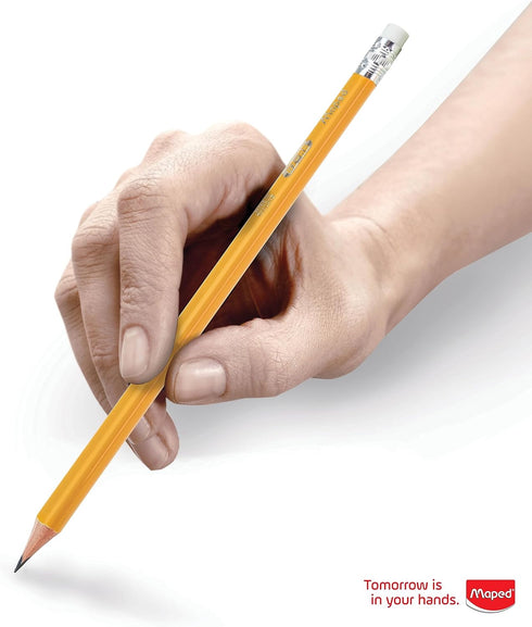 Maped - Essentials Yellow Triangular Graphite #2 Pencils - 12-Pack - Presharpened...