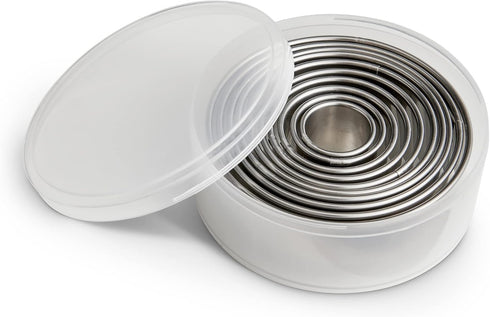 Mrs. Anderson’s Baking Cookie Fondant Cutters, Graduated Round, Stainless Steel, 10-Piece Set with Storage Container...