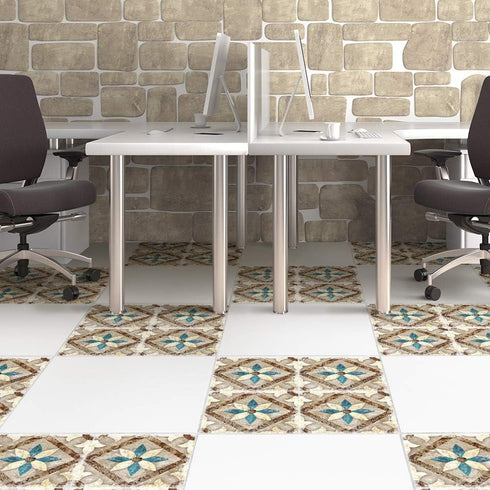 Non-Slip Vinyl Floor Sticker, Waterproof PVC Backsplash Tile Decal, Self-Adhesive Peel and Stick Wall Sticker for Home Décor (Morocco-119, 4Pcs 12...