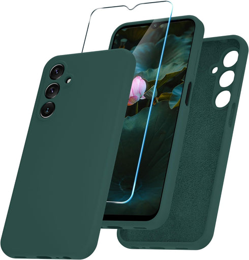 for Samsung Galaxy A15 5G Case, Silicone Phone Case with 1 Screen Protector, Soft Anti-Scratch Microfiber Lining, Full Body Shockproof Slim Cover,...